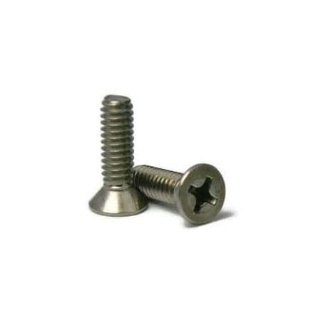 #6-32 X 2-1/2 In Phillips Flat Machine Screw, Plain 18-8 Stainless Steel, 500 PK